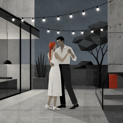 Minimalist Modern Art Style couple portrait example
