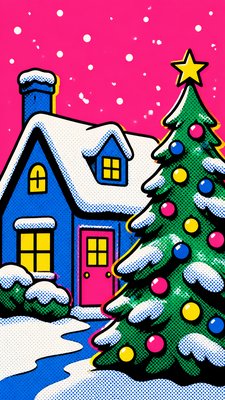 Pop Art Portrait Style Christmas card example