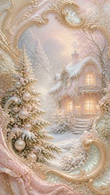 Rococo Art Style Christmas card example