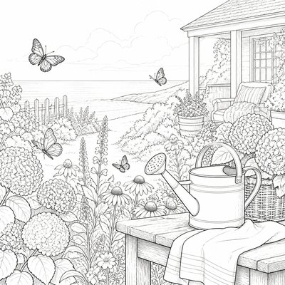 Coastal Grandmother Aesthetic coloring page example