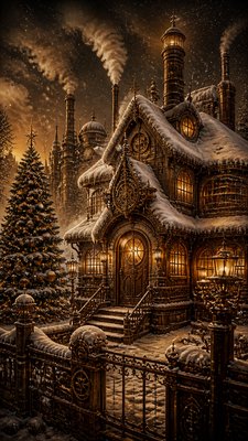 Steampunk Art Style Christmas card example
