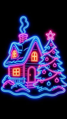 Neon Icon Design Christmas card example