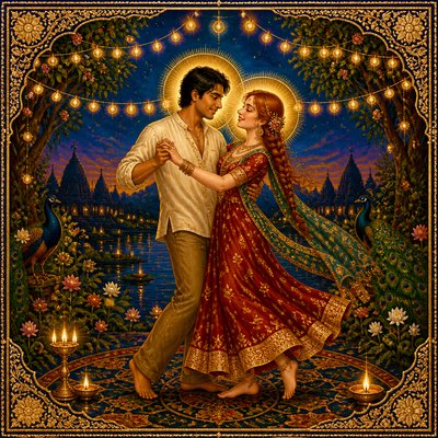 Hindu Religious Art couple portrait example