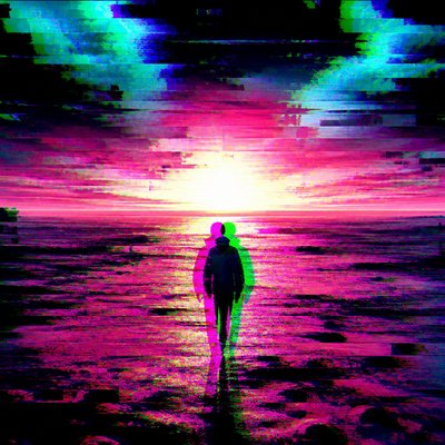 Digital Glitch Modern Art Style album cover example