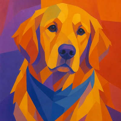 Color Field Abstract Art Style pet portrait example