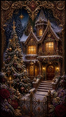 Victorian Architecture Art Christmas card example