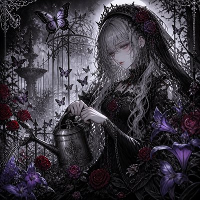 Dark Gothic Anime Art Style coloring page example