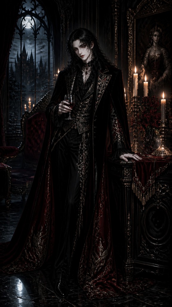 full-length portrait of an elegant figure — Vampirecore Aesthetic