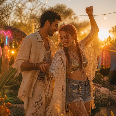 Festival Fashion Style couple portrait example