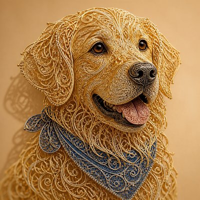 Filigree Jewelry Style pet portrait example