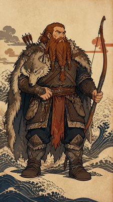 Ukiyo-e Anime Fusion Portrait tabletop character portrait example