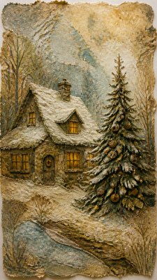 Eco Art Style Christmas card example