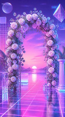 Vaporwave Art Style wedding invitation example