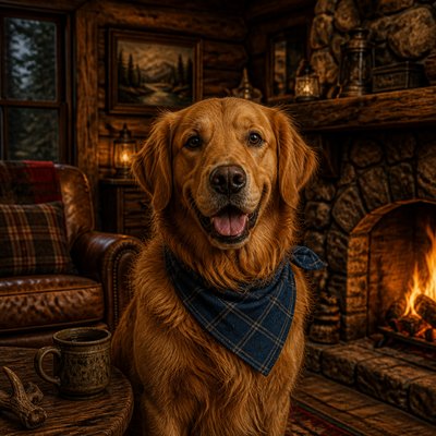 Rustic Cabin Interior Design pet portrait example