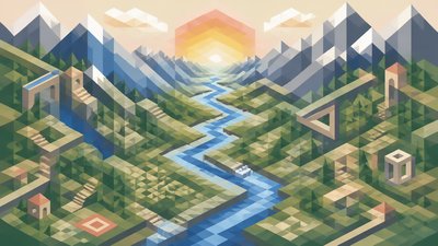 Isometric Geometric Art desktop wallpaper example