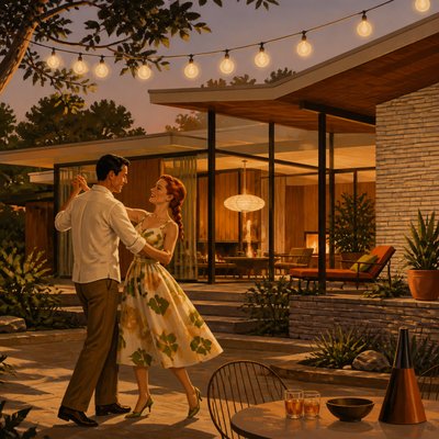 Mid-Century Modern Architecture couple portrait example
