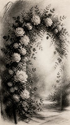 Charcoal Portrait Art Style wedding invitation example