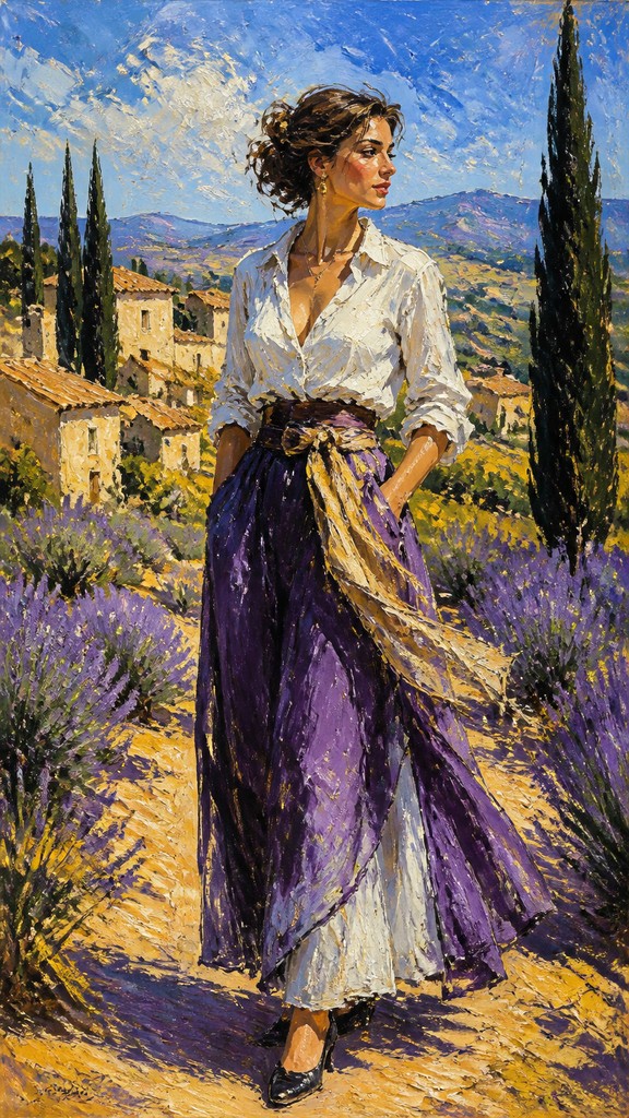 full-length portrait of an elegant figure — Provence Light Art Style