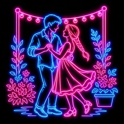 Neon Icon Design couple portrait example