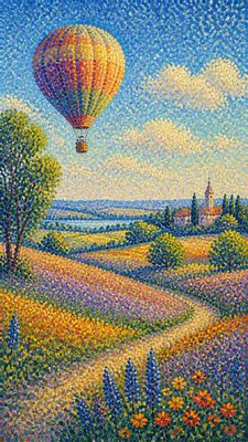 Pointillist Impressionism Art Style greeting card example