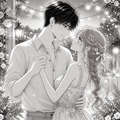 Shoujo Romance Manga Art Style couple portrait example