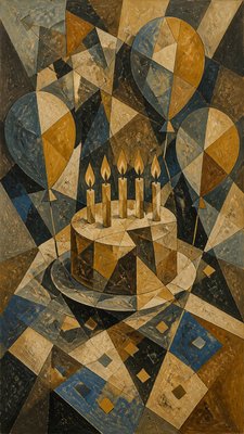 Cubism Art Style birthday card example