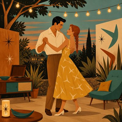 Mid-Century Modern Furniture Art couple portrait example