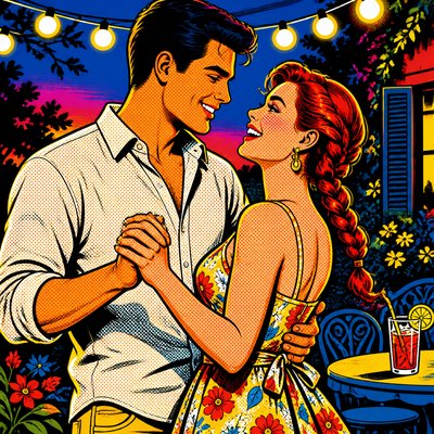 Advertisement Pop Art Style couple portrait example