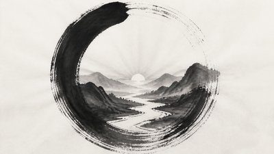 Zen Circle Minimalism Art Style desktop wallpaper example
