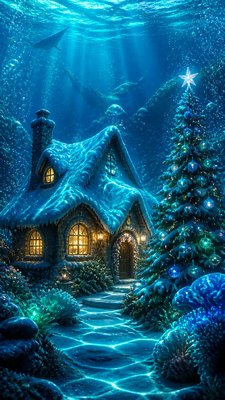 Underwater Fantasy Art Christmas card example
