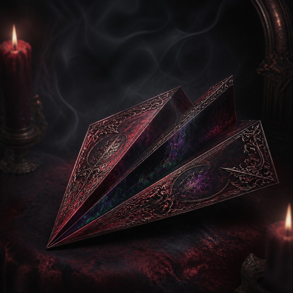 a paper plane, clean minimal composition on a plain background, no text — Gothic Fantasy Art icon