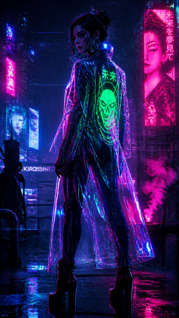 full-length portrait of an elegant figure — Cyberpunk Art Style