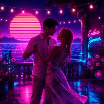 Synthwave Aesthetic couple portrait example