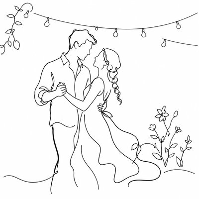 Minimalist Line Portrait Style couple portrait example