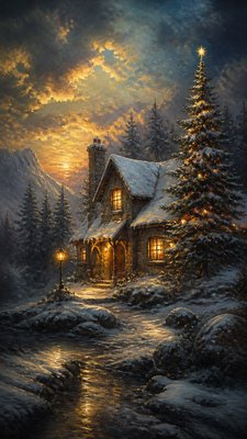 Neo-Romanticism Art Style Christmas card example