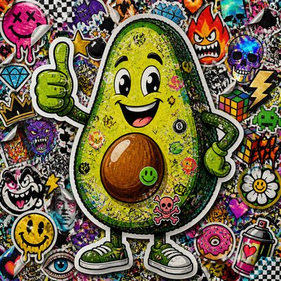 Sticker Bomb Street Art Style sticker example