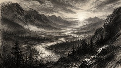 Charcoal Portrait Art Style desktop wallpaper example