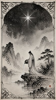 Traditional Chinese Landscape Art Style tarot card example