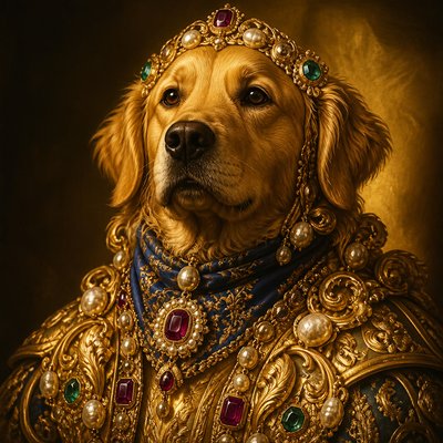 Baroque Jewelry Style pet portrait example