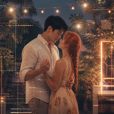 Contemporary Digital Landscape Art Style couple portrait example
