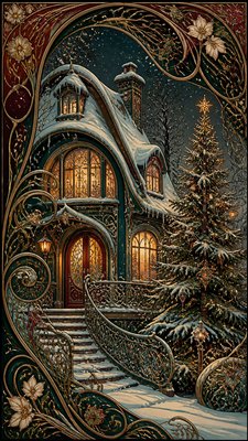 Art Nouveau Architecture Art Christmas card example
