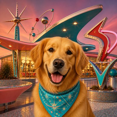 Googie Architecture pet portrait example