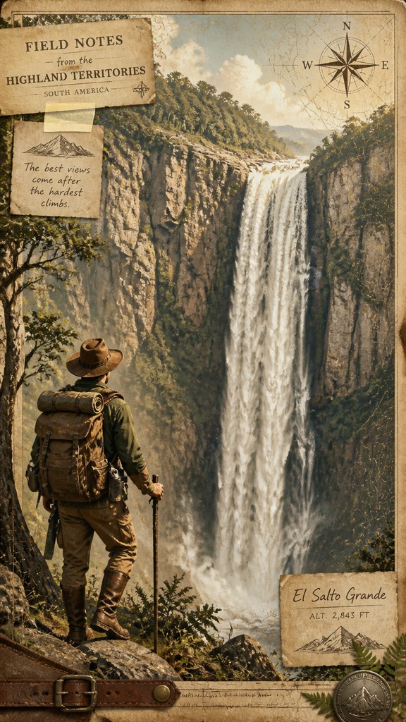 towering waterfall cascading down a cliff — Adventurecore Aesthetic