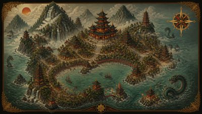 Pagoda Architecture Style fantasy map example