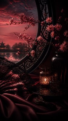 cherry blossom branches against a soft dawn sky, no people — Dark Feminine Aesthetic wallpaper