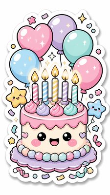 Kawaii Sticker Design birthday card example