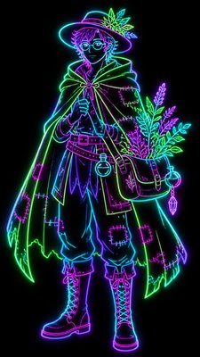 Neon Outline Style character design example