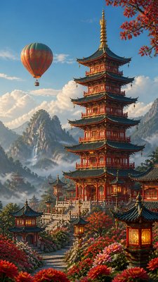 Pagoda Architecture Style greeting card example