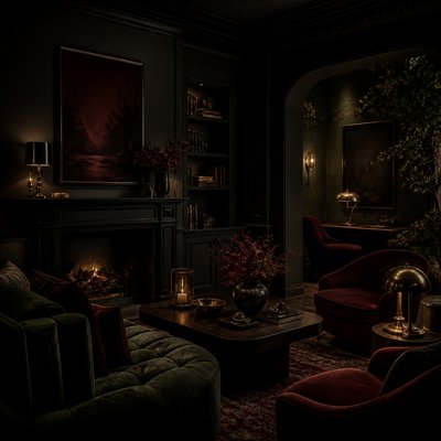 Dark Moody Interior Design coloring page example