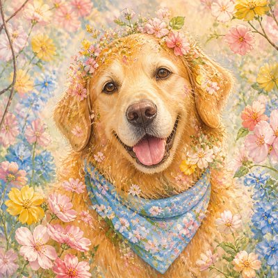 Bloomcore Aesthetic pet portrait example